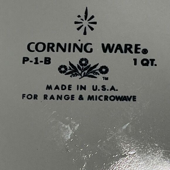 Corningware White Casserole RARE 1Qt Cornflower P-7-C lid 32 1960’s Made in USA - Picture 2 of 12